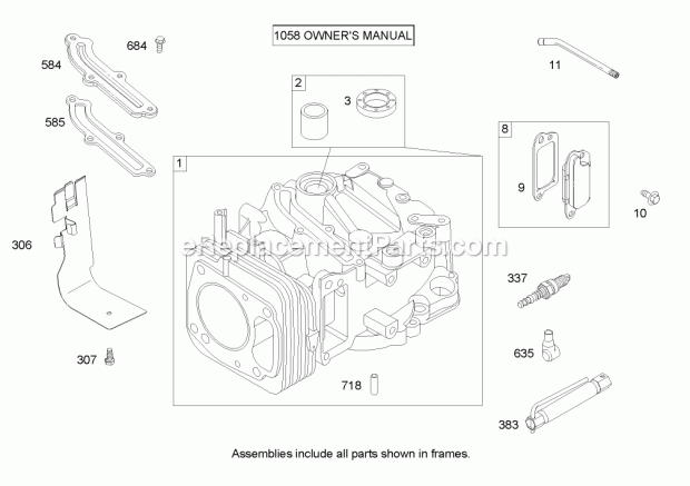 Toro 20832 (290000001-290999999) 48cm Recycler/rear Bagging Lawn Mower, 2009 Cylinder Assembly Briggs and Stratton 122607-0116-E1 Diagram