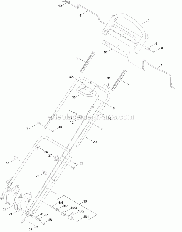 Toro 20838 (400000000-999999999) 48cm Super Bagger Lawn Mower Handle Assembly Diagram