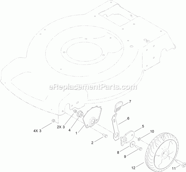 Toro 20956 (313000001-313999999) 55cm Recycler Lawn Mower, 2013 Front Wheel and Height-Of-Cut Assembly Diagram
