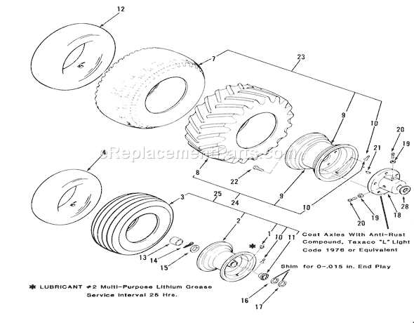 Toro 21-12K805 (1988) Lawn Tractor Wheels And Tires Diagram