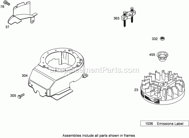 Toro 21026 (400000-) Emotion 43cm Lawn Mower, 2007 Blower Housing and Flywheel Assembly Briggs and Stratton 122t02-2059-B1 Diagram