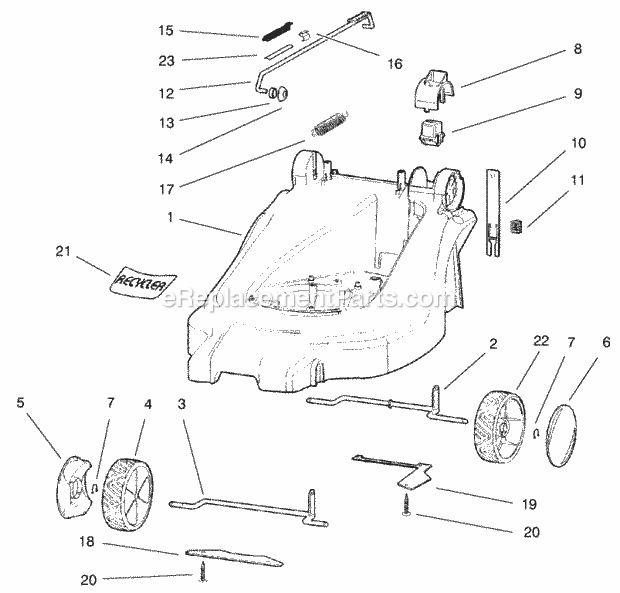 Toro 21062 (8900001-8999999) (1998) 34cm Electric Recycler Mower, Uk Chassis Assembly Diagram