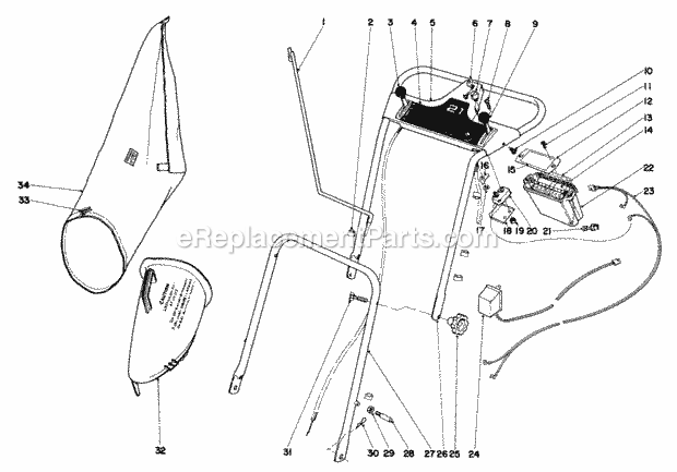 Toro 21172 (2000001-2999999) (1972) Guardian Lawnmower Handle Assembly Diagram