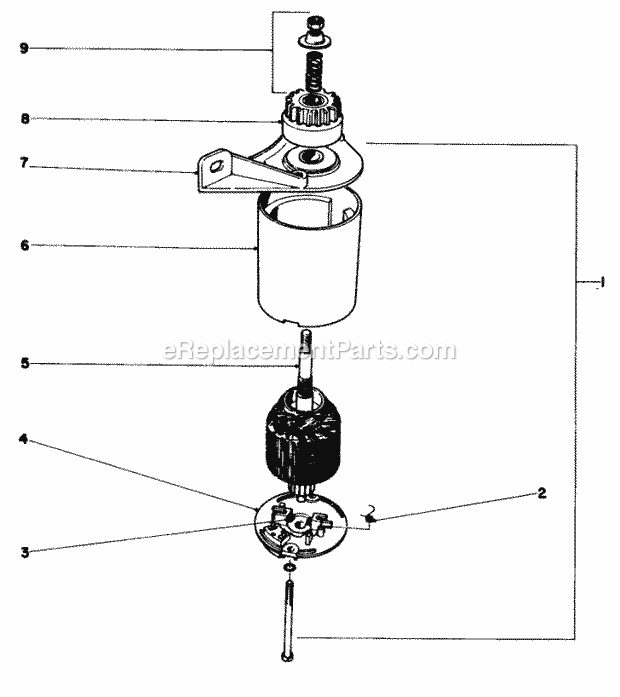 Toro 21666 (0000001-0033908) (1970) Whirlwind Lawnmower Starter Motor and Pinion Diagram