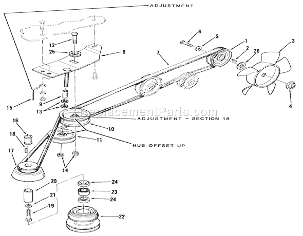 Toro 22-11B301 (1985) Lawn Tractor Drive Belt And Pulleys-Automatic Model Diagram