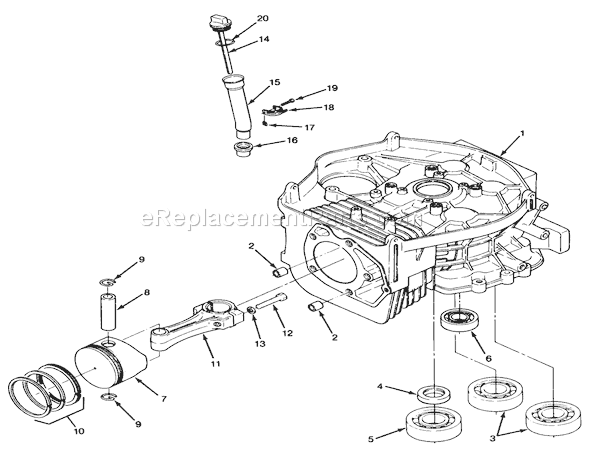 Toro 22-14O502 (2000001-2999999)(1992) Lawn Tractor 14hp Engine Cylinder Block Assembly Diagram