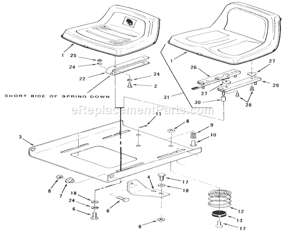 Toro 22-17KE01 (1988) Lawn Tractor Seat And Suspension Diagram