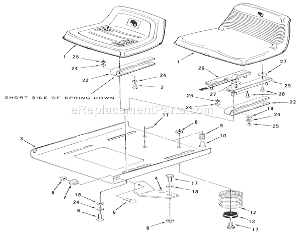 Toro 22-17KE02 (1989) Lawn Tractor Seat And Suspension Diagram