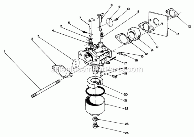 Toro 22026 (2000001-2999999) (1992) Side Discharge Mower Carburetor Assembly (Model No. 47pm1-3) Diagram