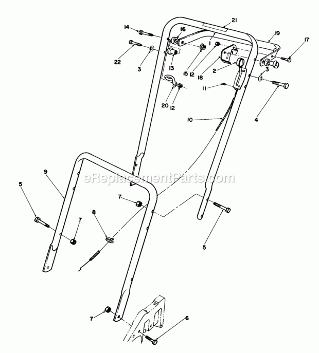 Toro 22026 (2000001-2999999) (1992) Side Discharge Mower Handle Assembly Diagram
