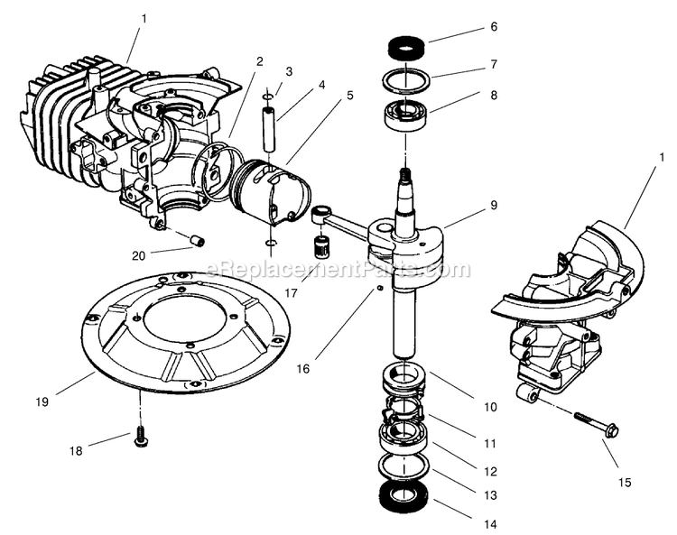 Toro 22026 (210000001-210999999)(2001) Side Discharge Mower Crankshaft Assembly Diagram