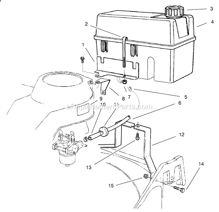 Toro 22026 (210000001-210999999)(2001) Side Discharge Mower Fuel Tank Assembly Diagram