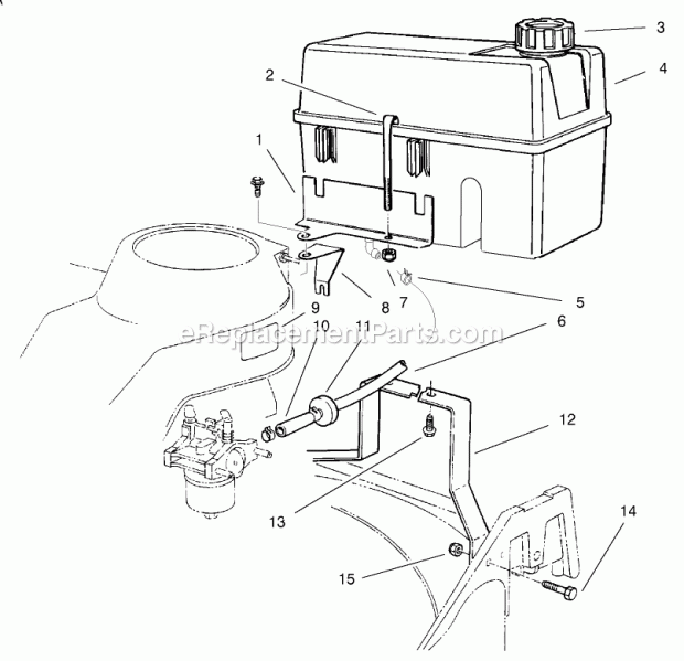 Toro 22026 (220000001-220999999) Side Discharge Mower, 2002 Fuel Tank Assembly Diagram