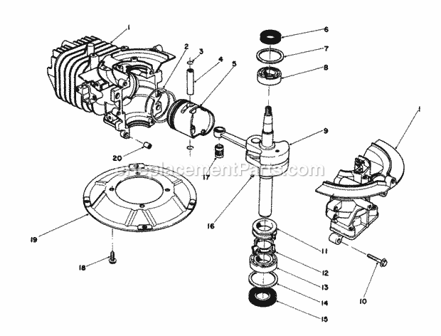 Toro 22030 (6000001-6999999) (1986) Lawnmower Short Block Assembly Diagram
