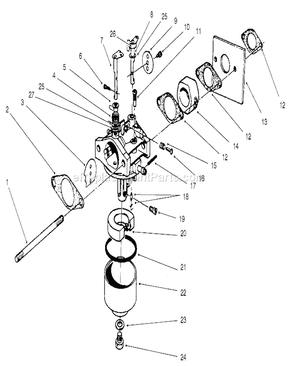 Toro 22038 (210000001-210999999)(2001) Lawn Mower Carburetor Assembly Diagram