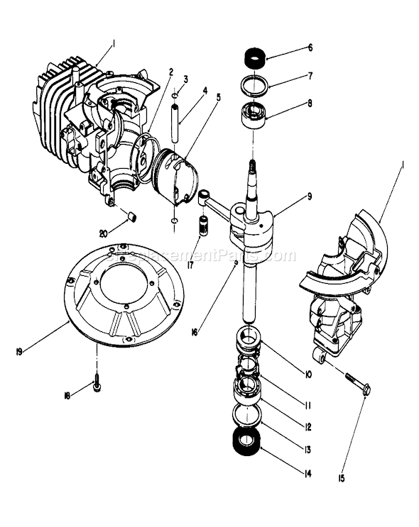 Toro 22041 (1000001-1999999)(1991) Lawn Mower Crankshaft Assembly Diagram