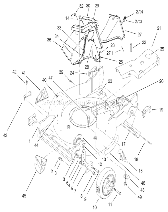 Toro 22043 (230000001-230999999)(2003) Lawn Mower Housing Assembly Diagram