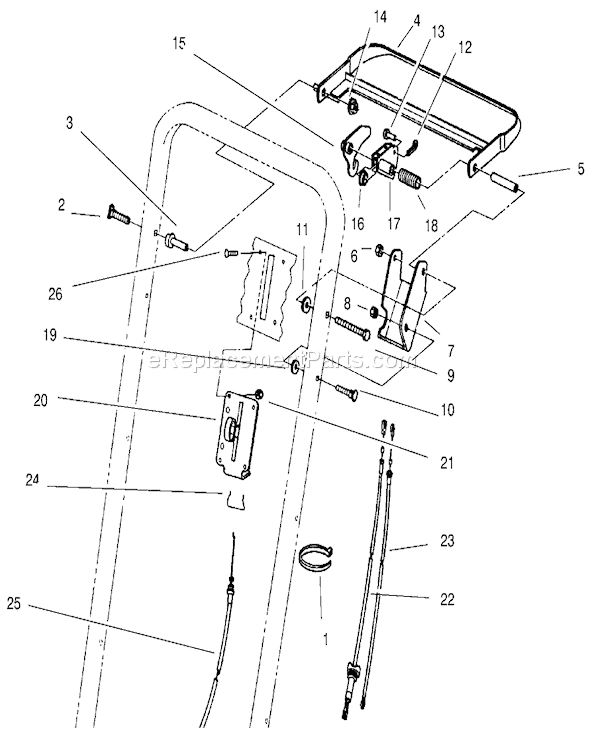 Toro 22043 (7900001-7999999)(1997) Lawn Mower Traction Control Assembly Diagram