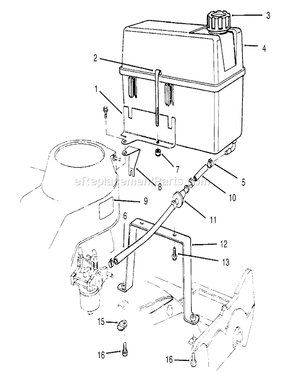 Toro 22044BC (5900001-5999999)(1995) Lawn Mower Gas Tank Assembly Diagram