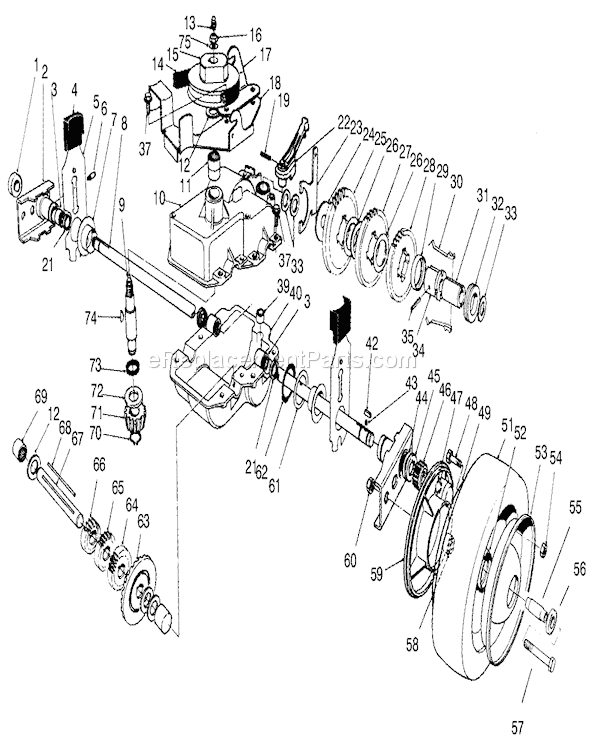 Toro 22045B (6900001-6999999)(1996) Lawn Mower Gear Case Assembly Diagram