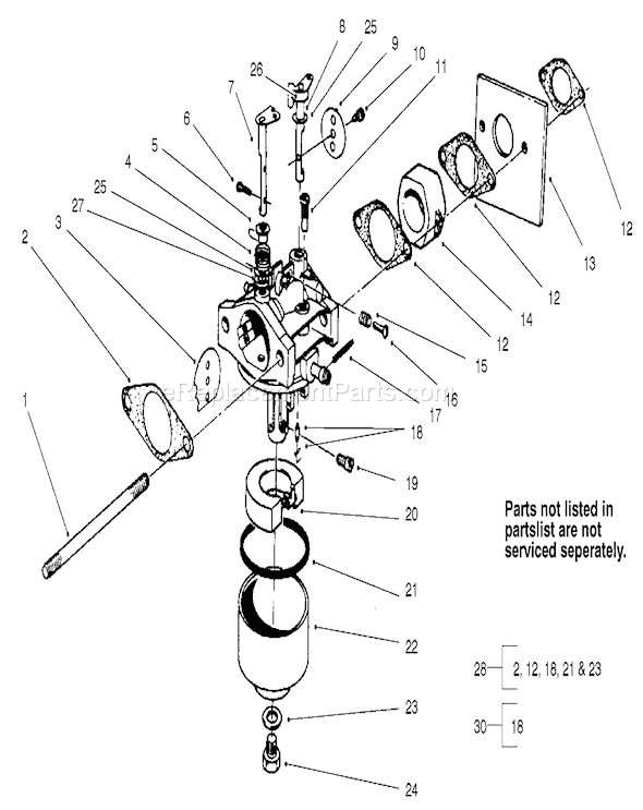 Toro 22045 (230000001-230999999)(2003) Lawn Mower Carburetor Assembly Diagram