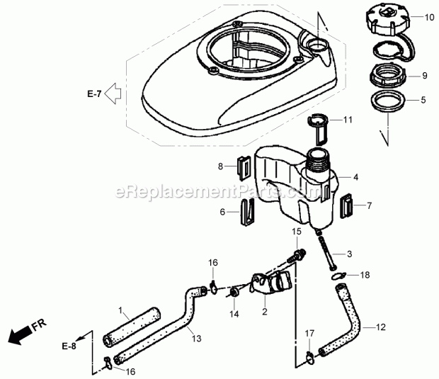 Toro 22156 (310000001-310999999) Commercial 21in Lawn Mower, 2010 Fuel Tank Assembly Honda Gsv190la A3t Diagram