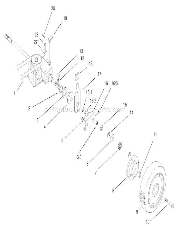 Toro 22157 (220000001-220999999)(2002) Lawn Mower Gear Case & Rear Wheel Assembly Diagram