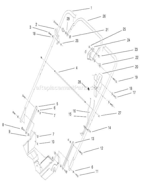 Toro 22160 (200000001-200999999)(2000) Lawn Mower Handle Assembly Diagram