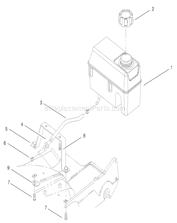 Toro 22162 (200000001-200999999)(2000) Lawn Mower Fuel Tank Assembly Diagram