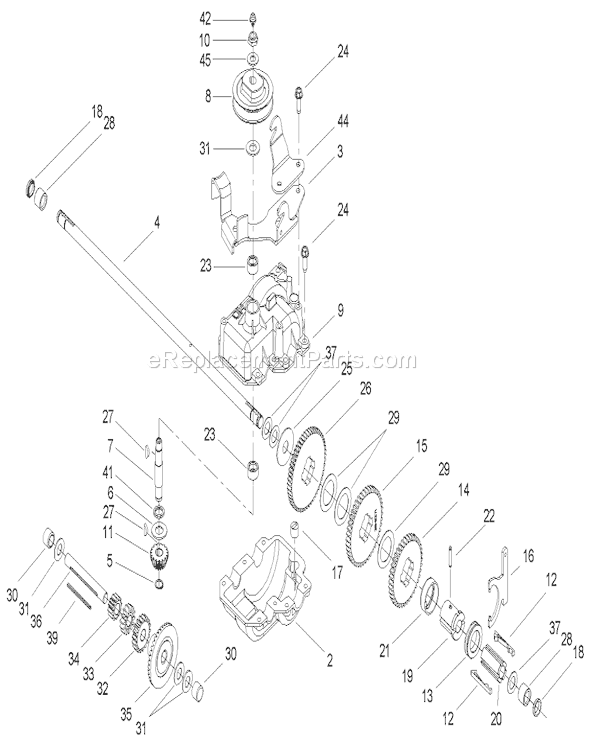 Toro 22168TE (250000001-250999999)(2005) Lawn Mower Gear Case Assembly No. 74-1861 Diagram