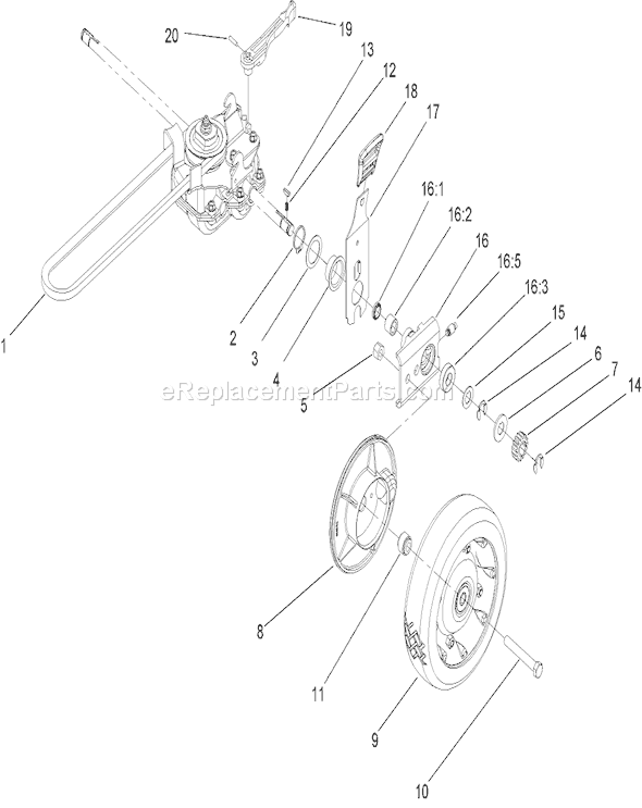 Toro 22168 (270000001-270999999)(2007) Lawn Mower Rear Drive and Wheel Assembly Diagram