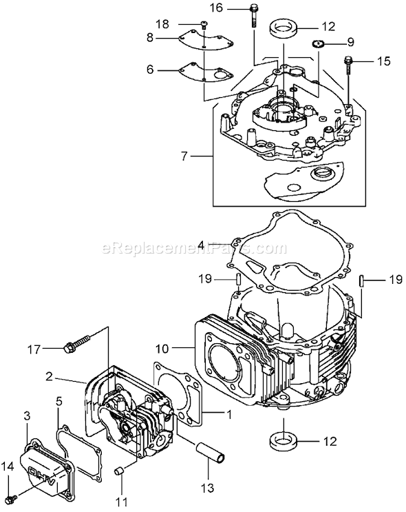 Toro 22175 (240000001-240999999)(2004) Lawn Mower Cylinder and Crankcase Assembly Diagram