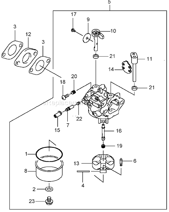 Toro 22176TE (290000001-290999999)(2009) Lawn Mower Carburetor Assembly Diagram