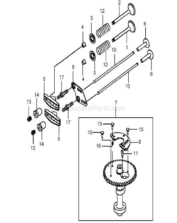 Toro 22176TE (310000001-310999999)(2010) Lawn Mower Valve and Camshaft Assembly Diagram