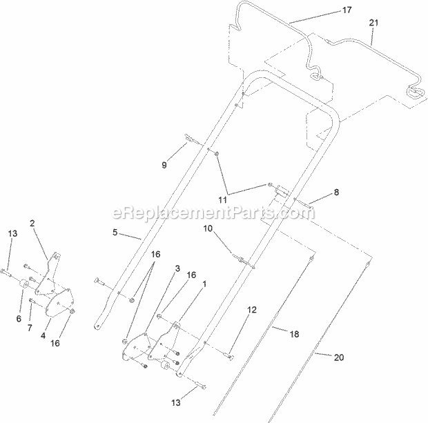 Toro 22186TE (312000001-312999999) Commercial 53cm Lawn Mower, 2012 Handle Assembly Diagram