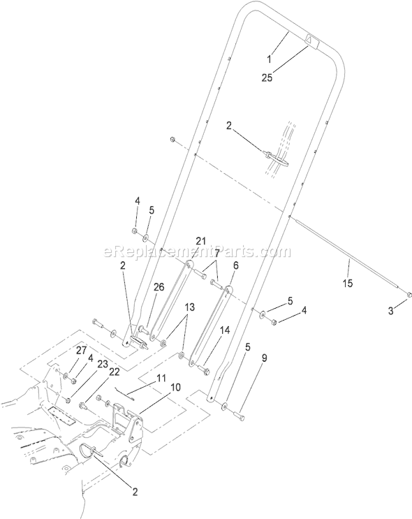 Toro 22188TE (310000001-310999999)(2010) Lawn Mower Handle Assembly Diagram