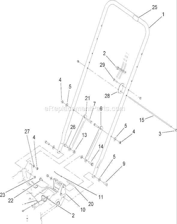 Toro 22191 (280000001-280999999)(2008) Lawn Mower Lower Handle Assembly Diagram