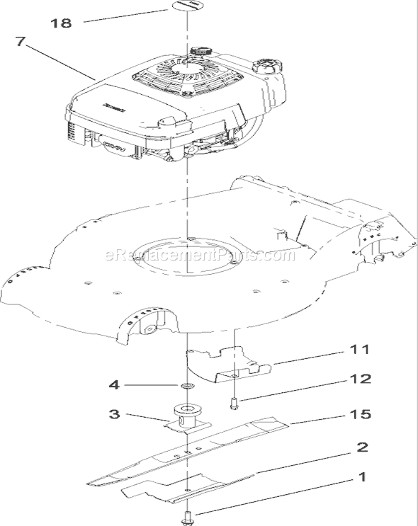 Toro 22193 (280000001-280999999)(2008) Lawn Mower Engine and Blade Assembly Diagram
