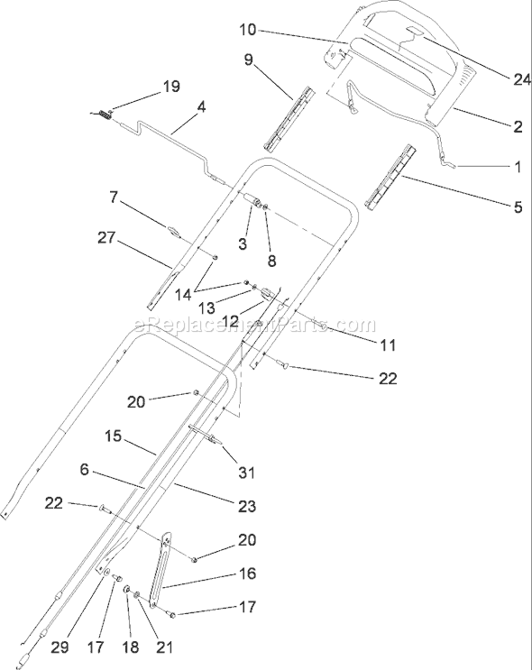 Toro 22194 (280000001-280999999)(2008) Lawn Mower Handle Assembly Diagram
