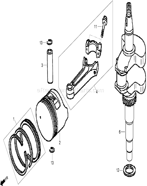 Toro 22196 (310000001-310999999)(2010) Lawn Mower Crankshaft and Piston Assembly Honda Gxv160uh2 T1ah Diagram