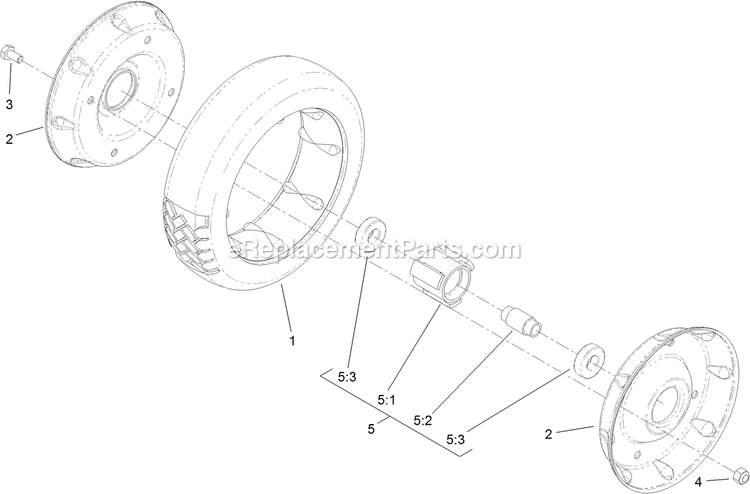 Toro 22196 (313000001-313999999)(2013) 21in Heavy-Duty Recycler/Rear Bagger Lawn Mower Front Wheel And Tire Assembly Diagram