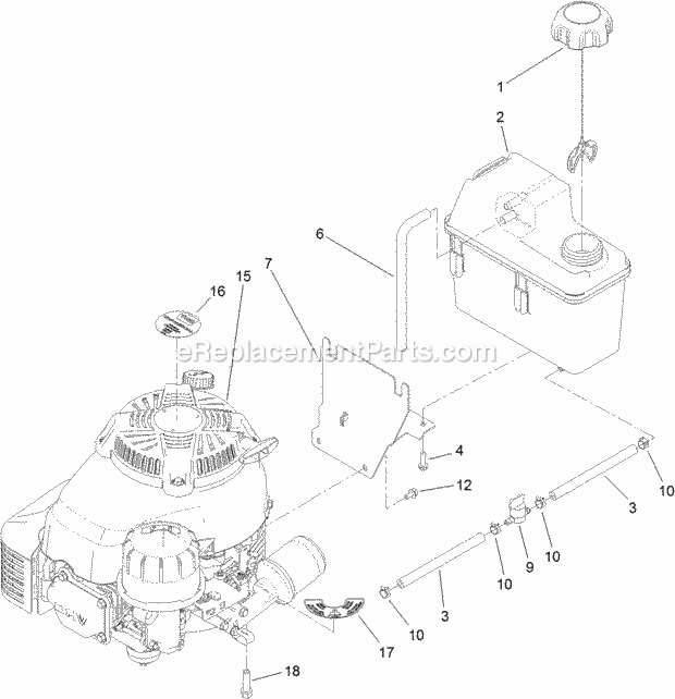 Toro 22198 (312000001-312999999) Lawn Mower Fuel Tank Assembly Diagram