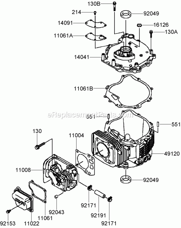 Toro 22200TE (270001001-270999999) 66cm Heavy-duty Rear Bagger Lawn Mower, 2007 Cylinder and Crankcase Assembly Kawasaki Fj180v-As64 Diagram
