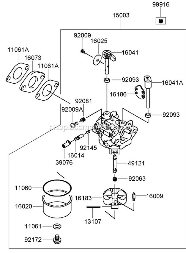 Toro 22200TE (290000501-290999999)(2009) 66cm Heavy-Duty Rear Bagger Lawn Mower Carburetor Assembly Diagram