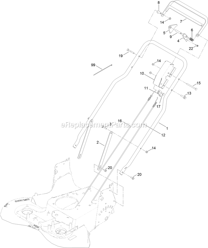 Toro 22200 (315000001-315999999)(2015) 30in Turfmaster Walk-Behind Lawn Mower Handle Assembly Diagram