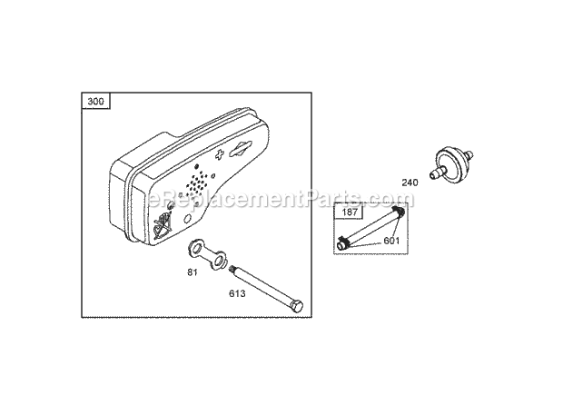 Toro 22242 (270000001-270999999) Commercial Side-discharge Lawnmower, 2007 Muffler and Fuel Tank Assembly Briggs and Stratton 12w802-1701-B1 Diagram