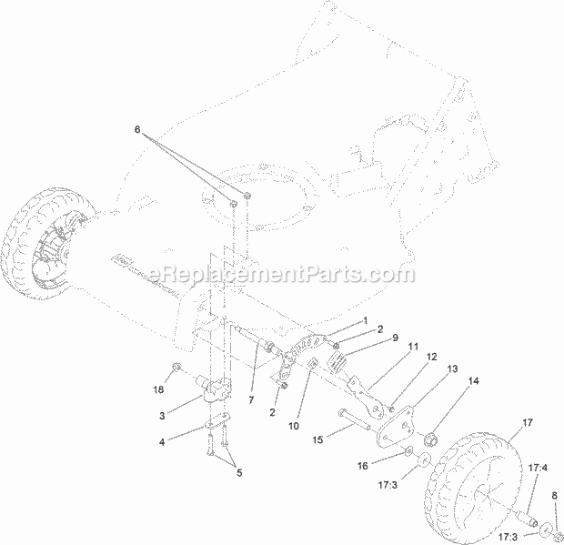 Toro 22289 (400000000-999999999) 21in Heavy-duty Recycler/rear Bagger Lawn Mower, 2017 Height-Of-Cut and Wheel Assembly Diagram
