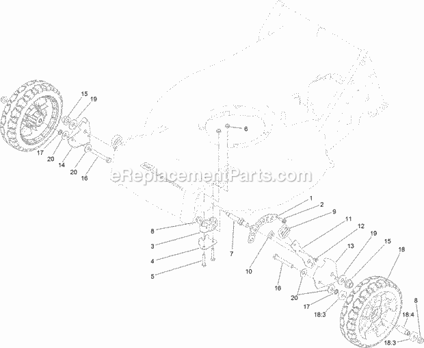 Toro 22296 (314000001-314999999) 21in Heavy-duty Recycler/rear Bagger Lawn Mower, 2014 Height-Of-Cut and Wheel Assembly Diagram