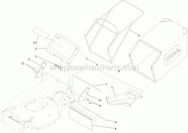 Toro 22296 (400000000-999999999) 21in Heavy-duty Recycler/rear Bagger Lawn Mower, 2017 Grass Bag Assembly Diagram