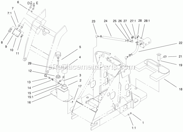 Toro 22302TE (990001-999999) (1999) Dingo 220-d Traction Unit Hydraulic Cover and Hose Assembly Diagram